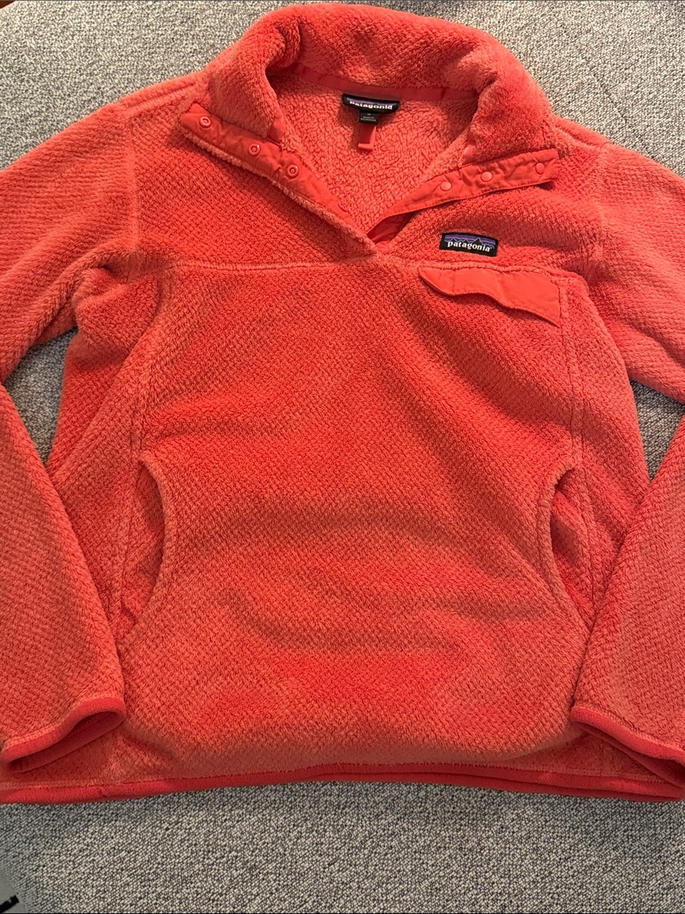 Patagonia Women's Bright Orange Cowl Snap Pullover - Picture 5 of 9